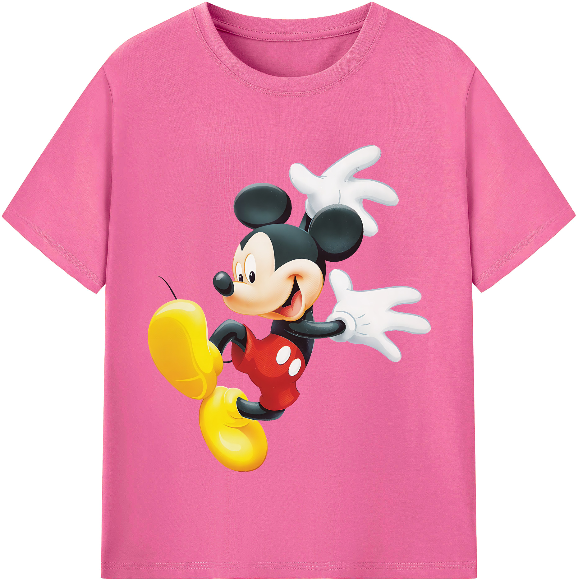 （画像用） ミッキーマウス Mickey Mouse レディースカジュアルプリントTシャツ（綿100％）